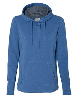 J America 8431 Women’s Omega Stretch Snap-Placket Hooded Pullover