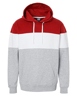 J America 8644  Varsity Fleece Colorblocked Hooded Sweatshirt at BigNTallApparel