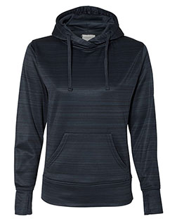 J America 8662  Women's Odyssey Striped Performance Fleece Lapover Hooded Sweatshirt