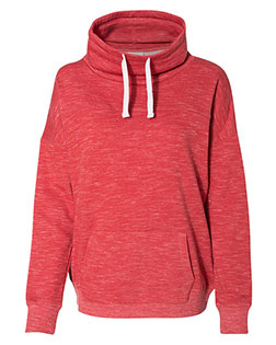 J America 8673 Women’s Mélange Fleece Cowl Neck Sweatshirt
