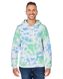 J America 8861JA adult Tie-Dye Pullover Hooded Sweatshirt at BigNTallApparel