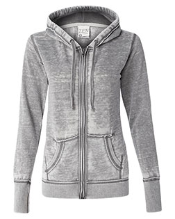 J America 8913  Women's Zen Fleece Full-Zip Hooded Sweatshirt at BignTallApparel