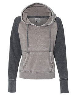 J America 8926  Women's Zen Fleece Raglan Hooded Sweatshirt at BigNTallApparel