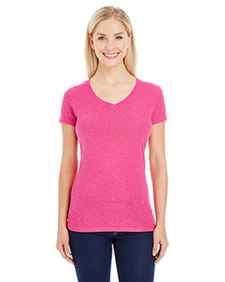 J America JA8136  Ladies' Glitter V-Neck T-Shirt