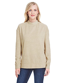 J America JA8428  Ladies' Weekend French Terry Mock Neck Crew