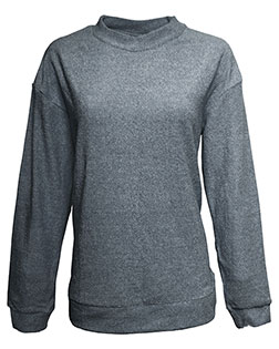 J America JA8428  Ladies' Weekend French Terry Mock Neck Crew