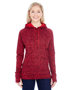 J America JA8616 Ladies' Cosmic Contrast Fleece Hooded Sweatshirt at BigNTallApparel