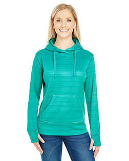 J America JA8662  Ladies' Odyssey Striped Poly Fleece Lapover Hood