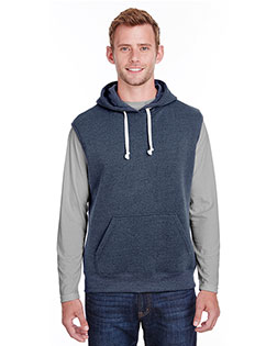 J America JA8877 Men Adult Triblend Fleece Sleeveless Hooded Sweatshirt