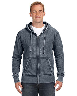 J America JA8916 Adult Vintage Zen Full-Zip Fleece Hooded Sweatshirt at BigNTallApparel