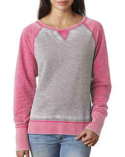 J America JA8927  Ladies' Zen Contrast Crew