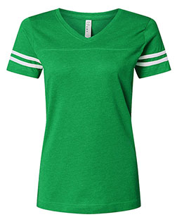 LAT 3537  Women's Football V-Neck Fine Jersey Tee