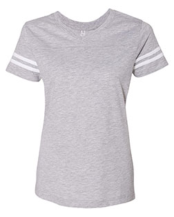 LAT 3537  Women's Football V-Neck Fine Jersey Tee at BigNTallApparel