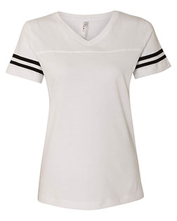 LAT 3537  Women's Football V-Neck Fine Jersey Tee