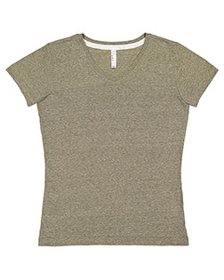 LAT 3591 Ladies' V-Neck Harborside Melange Jersey T-Shirt