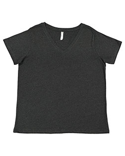 LAT 3817 Ladies' Curvy V-Neck Fine Jersey T-Shirt at BigNTallApparel