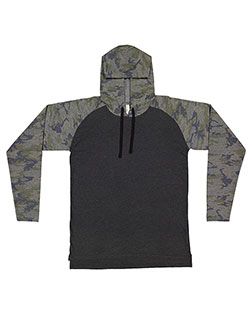 LAT 6917 Men's Hooded Raglan Long Sleeve Fine Jersey T-Shirt at BigNTallApparel