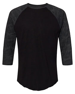 LAT 6930 Baseball Fine Jersey Three-Quarter Sleeve Tee at BigNTallApparel