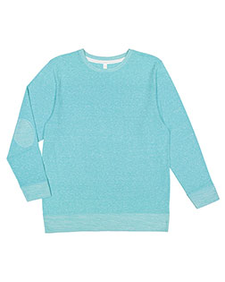 LAT 6965  Adult Harborside Melange French Terry Crewneck with Elbow Patches at Bigntall Apparel