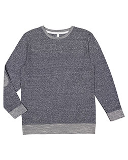 LAT 6965 Adult Harborside Melange French Terry Crewneck with Elbow Patches