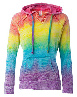 MV Sport W1162 Women’s Courtney Burnout V-Notch Hooded Sweatshirt at BigNTallApparel