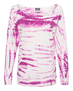 MV Sport W20173 Women's French Terry Off-the-Shoulder Tie-Dyed Sweatshirt