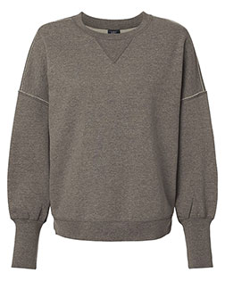 MV Sport W22712 Women's Sueded Fleece Crewneck Sweatshirt at BigNTallApparel