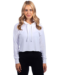 Next Level 9384 Women's Laguna Sueded Raw Edge Crop Hoodie