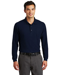 Port Authority K500LSP Men Silk Touch Long Sleeve Polo Sport Shirt With Pocket