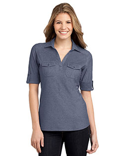  Port Authority Ladies Oxford Pique Double Pocket Polo. L557