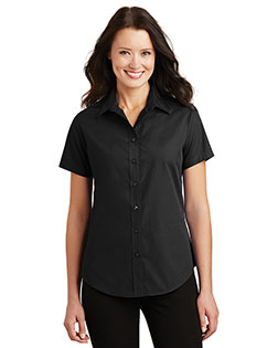 Port Authority L633 Women Short Sleeve Value Poplin Shirt at bigntallapparel