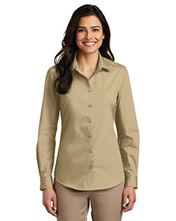 Port Authority Ladies Long Sleeve Carefree Poplin Shirt. LW100 at BignTallApparel