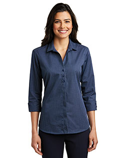  Port Authority Ladies 3/4-Sleeve Micro Tattersall Easy Care Shirt. LW643