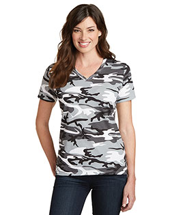   Port & Company ® Ladies Core Cotton Camo V-Neck Tee. LPC54VC