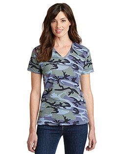   Port & Company ® Ladies Core Cotton Camo V-Neck Tee. LPC54VC