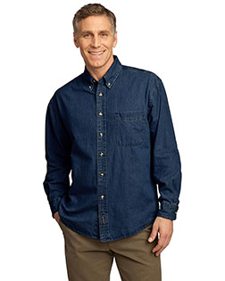 Port & Company SP10 Men Long Sleeve Value Denim Shirt