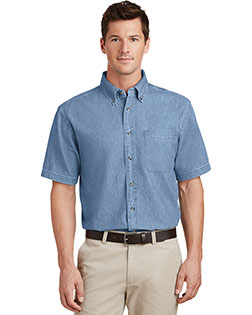Port & Company SP11 Men Short Sleeve Value Denim Shirt at bigntallapparel