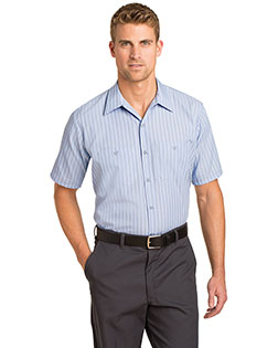Cornerstone CS20 Men Short Sleeve Striped Industrial Work Shirt at bigntallapparel