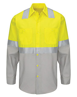 Red Kap SY14L  Enhanced & Hi-Visibility Long Sleeve Work Shirt - Long Sizes