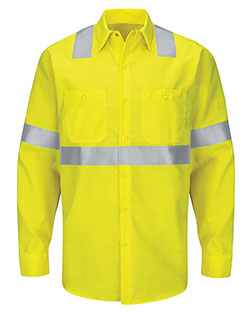 Red Kap SY14L  Enhanced & Hi-Visibility Long Sleeve Work Shirt - Long Sizes