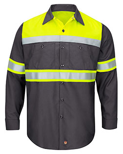 Red Kap SY70  Hi-Visibility Colorblock Ripstop Long Sleeve Work Shirt