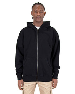 Shaka Wear SHGDZ  Men's Garment Dye Double-Zip Hooded Sweatshirt