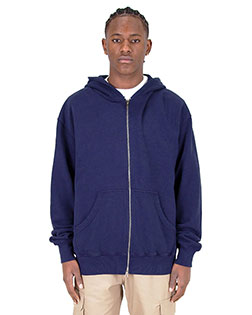 Shaka Wear SHGDZ  Men's Garment Dye Double-Zip Hooded Sweatshirt