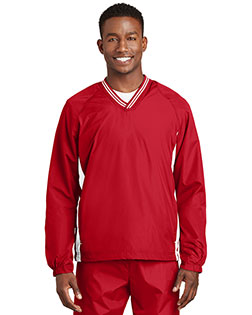 Sport-Tek JST62 Men Tipped V Neck Raglan Wind Shirt