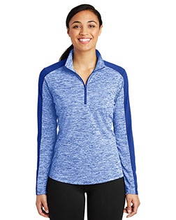 Sport-Tek Ladies PosiCharge Electric Heather Colorblock 1/4-Zip Pullover. LST397