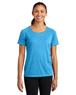 Sport-Tek Ladies PosiCharge Tri-Blend Wicking Scoop Neck Raglan Tee. LST400