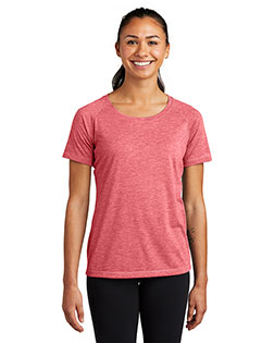 Sport-Tek Ladies PosiCharge Tri-Blend Wicking Scoop Neck Raglan Tee. LST400