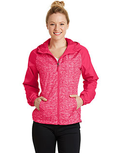 Sport-Tek Ladies Heather Colorblock Raglan Hooded Wind Jacket. LST40 at BignTallApparel