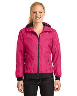  Sport-Tek Ladies Embossed Hooded Wind Jacket. LST53