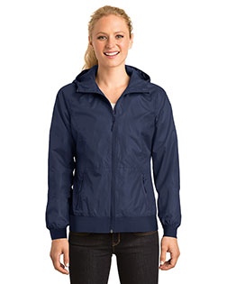  Sport-Tek Ladies Embossed Hooded Wind Jacket. LST53